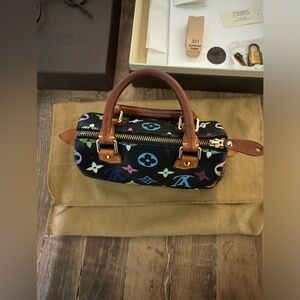 Louis Vuitton Murakami black mini multicolor nano speedy w/everything. tags, key